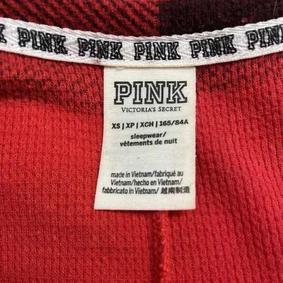Victoria's Secret PINK Red Buffalo Plaid Holiday Union Suit Pajama Sequin Sz XS - Picture 9 of 10